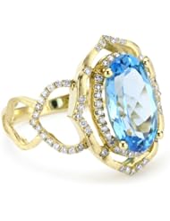Katie Decker "Aragon" 18k Blue Topaz and Diamond Ring, Size 7