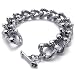 KONOV Jewelry Heavy Vintage Silver Mens Biker Gothic Skull Stainless Steel Bracelet