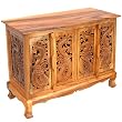 Handmade Asian Furniture - 39" Chinese Dragon Storage Cabinet / Sideboard Buffet - Natural Finish