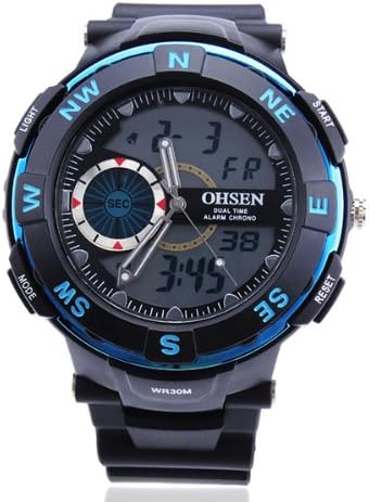 OHSEN AD 1312 Rubber Dual Time Waterproof Sport Men Wrist Watch.