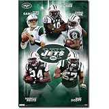 Professionally Framed New York Jets Collage Sports Poster Print - 22x34 with RichAndFramous Black Wood Frame