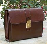 Dark Brown Calfskin Leather Legal Size Briefcase