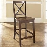 Crosley Furniture Counter Height X-Back Bar Stool in Mahogany Finish