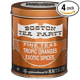 Boston Tea Party, Topical Orange and Exotic Spices, 25 Count Tins (Pack of 4) by Boston Tea