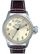 Nautica Men's Brushed Stainless Steel case Brown Leather Strap Watch