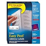 Avery Easy Peel Address Labels for Laser Printers, 1 x 2.625 Inches, White, Box of 7500 Labels (5960) Avery Easy Peel Address Labels for Laser Printers, 1 x 2.625 Inches, White, Box of 7500 Labels (5960)