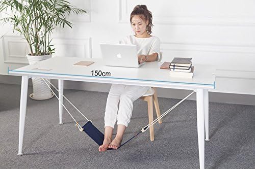 OUTOWIN Canvas Foot Rest Desk Hammock Adjustable Mini Footrest Stand Office Desk Feet Hammock (Blue)