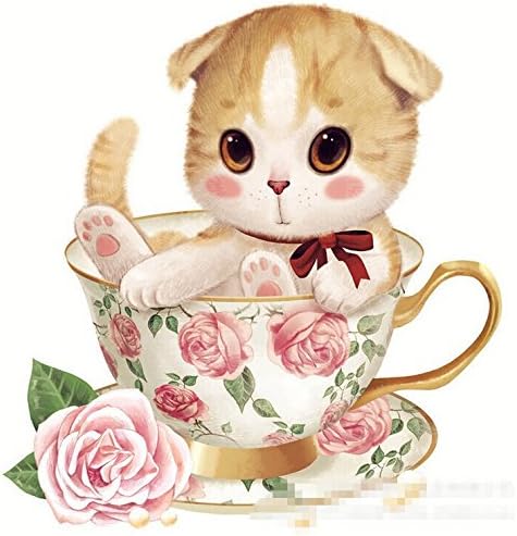 The Cat in the Tea Cup Crystal Diamond Painting DIY Kit for Kids