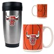 Chicago Bulls NBA Stainless Steel Travel Tumbler & Game ball Ceramic Mug Set - Primary Logo by Great American Products