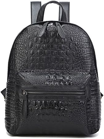 Linsmart Croco Embossed Leather Back Pack Womens Backpack Purse Black