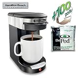 Hamilton Beach HDC200S Commercial 1 Cup Brewer - Stainless Steel (includes 100 World Blend Regular Pods)