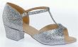 114C Silvermist Girls' Sandal with a 1.5" Cuban Heel in Silver Sparkle (sizes Girls' 1 - Women's 8)