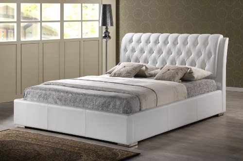 Baxton Studio Bianca White Modern Bed with Tufted Headboard, Queen