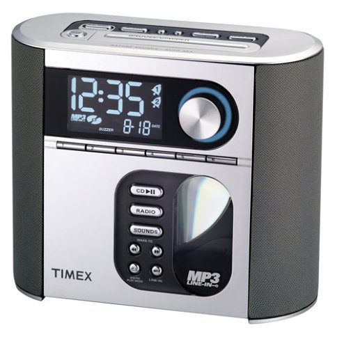 Timex T617S Nature Sounds Auto Set CD Clock Radio with Smart Knob Tuning and MP3 Line In (Silver)