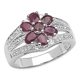 1.55 Carat Genuine Ruby Sterling Silver Ring