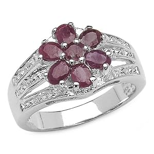 1.55 Carat Genuine Ruby Sterling Silver Ring by