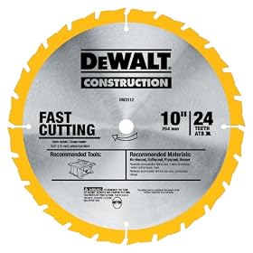 DEWALT DW3112 Series 20 10-Inch 24 Tooth ATB Thin Kerf Saw Blade with 5/8-Inch Arbor
