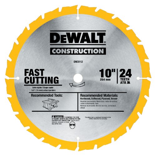 DEWALT DW3112 Series 20 10-Inch 24 Tooth ATB Thin Kerf Saw Blade with 5/8-Inch Arbor
