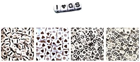 I Heart GS - Plastic Cube Alphabet Beads 7mm - total 300 beads