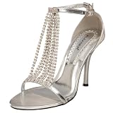 Pleaser Women's Enchant-46 Ankle Strap Sandal,Silver Metallic PU,7 M US