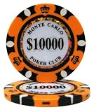 50 $10,000 Monte Carlo 3-Tone Clay Composite 14 Gram Poker Chips