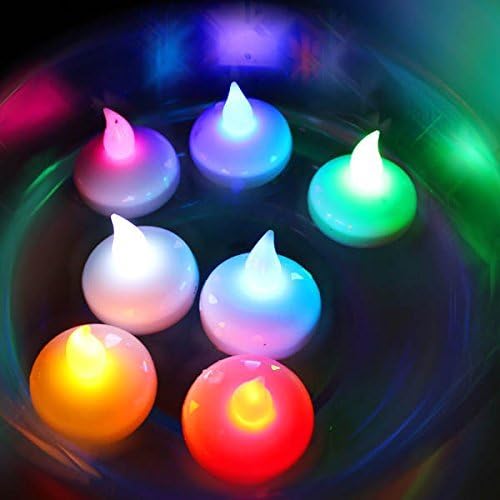 Edorace® Water-activated Battery Operated LED Floating Tealight Flameless Smokeless Candle for Weddings, Parties, Patios, Home Decor Unscented (48, Muticolor)