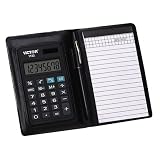 Pocket size vinyl pad holder with solar calculator and pad, 3-3/4 x 5-3/4, black