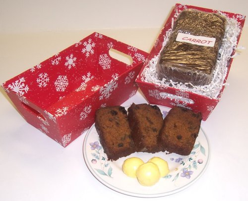 Scott's Cakes Carrot Bread in a Red Snowflake Tray by Scott's Cakes