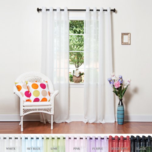 White Crushed Voile Sheer Grommet Top Curtain 52 W X 108l Pair