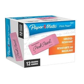 Paper Mate Pink Pearl Premium Erasers, 12 Large Erasers (70521)