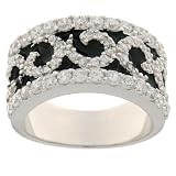 Sterling Silver Cubic Zirconia and Black Enamel Ring by Charles Winston