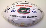Steve Spurrier and Urban Meyer Autographed Florida Gators Full Size Two Time National Championship