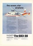 1975 Shorts SD3-30 Seven-Star Airplane Aircraft Print Ad (49766)