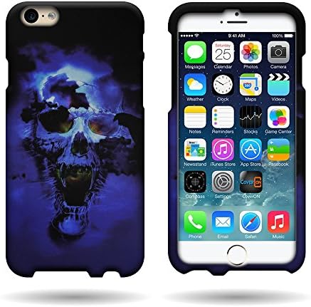 Hard Plastic Ultra Slim Case for Apple iPhone 6 (4.7 inch) - with Cover Removal Pry Tool - [Blue Skull Design]