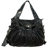 Alex Black Snakeskin Faux Leather Chain Strap Shoulder Bag -- SwankySwans