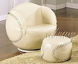 2pc Kid's Baseball Swivel Chair and Ottoman Set