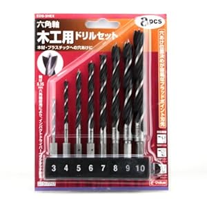 【クリックで詳細表示】E-Value 六角軸木工ドリルセット 8Pcs