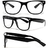 Lunettes Monture style Wayfarer Geek Retro Vintage 80's - Monture Noir - Verres Neutre Transparent - Fashion - Tendance