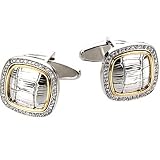 Sterling Silver and 14K Yellow Gold Diamond Cufflinks