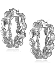 Sterling Silver Twisted Hoop Earrings (1.12" Diameter)