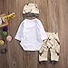 Gotd 3pc Newborn Baby Boys Girl Elk Romper Tops Bodysuit Pants Hat Clothes (12-18 Months, White)
