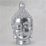 Silver Resin Buddha Head Statue - Free Shipping
