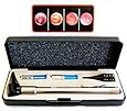 LIGHTED Ear Curettes plus HARD CASE-Third Generation Dr Mom Slimline Stainless LED Pocket Otoscope now includes True View Full Spectrum LED and Pocket Clip