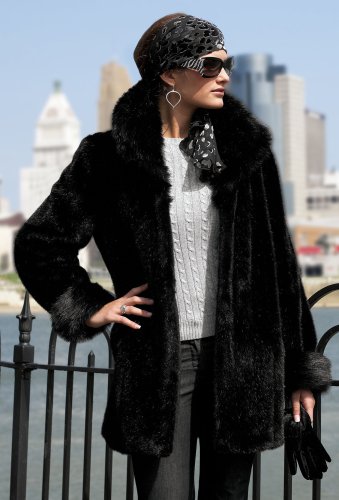 Black Mink 31" Faux Fur Jacket