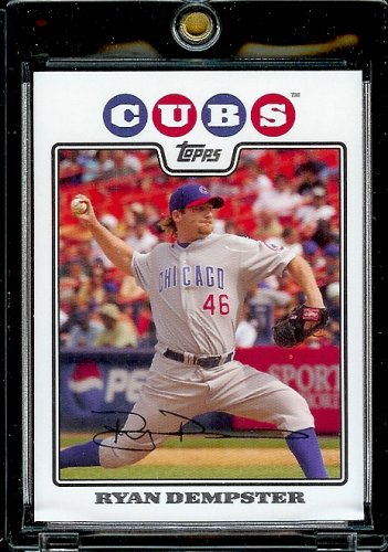 2008 Topps Baseball Cards # 43 Ryan Dempster - Chicago Cubs - MLB Baseball Trading Card in a Protective Screw Down Display Case