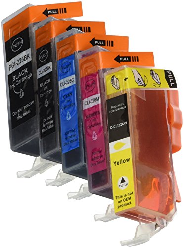 Compatible Ink Cartridge Replacement for Canon PGI225 and CLI226 (1 Large Black 1 Small Black 1 Cyan 1 Magenta 1 Yellow) 5 Pack
