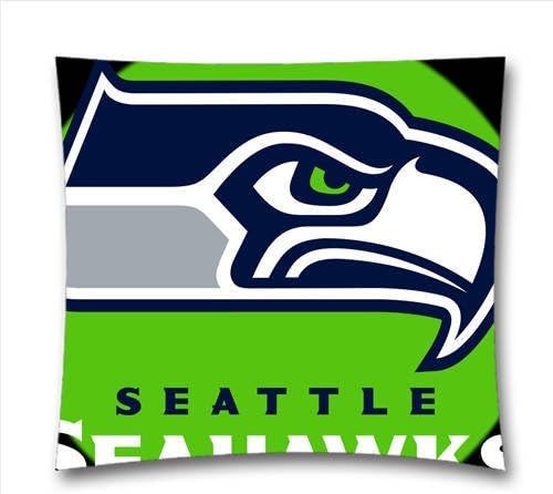 AM Kingdom Sports NFL Seattle Seahawks Teams Square Decorative Throw Pillow Cushion Covers for Sofa and Bed, 18"x18"(45cmx45cm) Sports Theme 1330