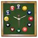 Square Oak Billiard Clock with Standard Green Mali Felt