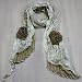 Cotton Lace Stitching Embroider Decorative Flowers Long Scarf Shawl - Tan