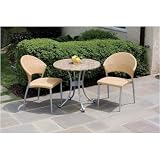 Sabbia 30 Inch Round Granite Top Wicker Bistro Set